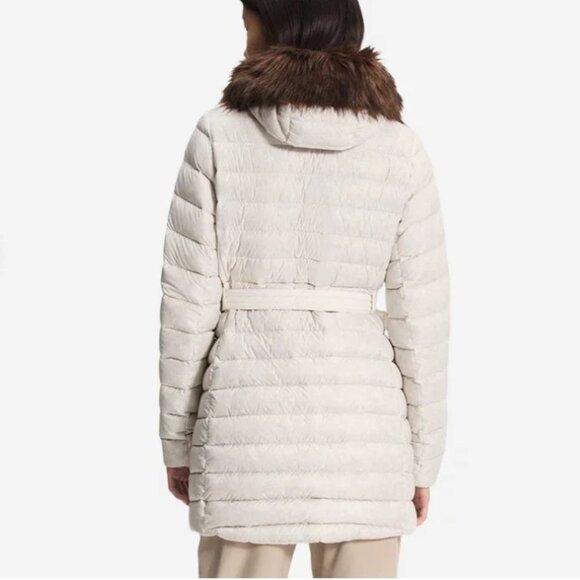 New Women's North Face Transverse Belted 550 Down Parka Size L White MSRP $375 - Picture 2 of 2